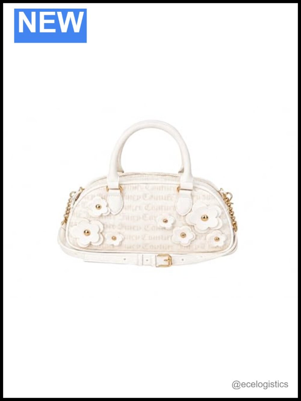 Juicy Couture Floral Bouquet Bowler Satchel Crossbody Handbag Faux Leather